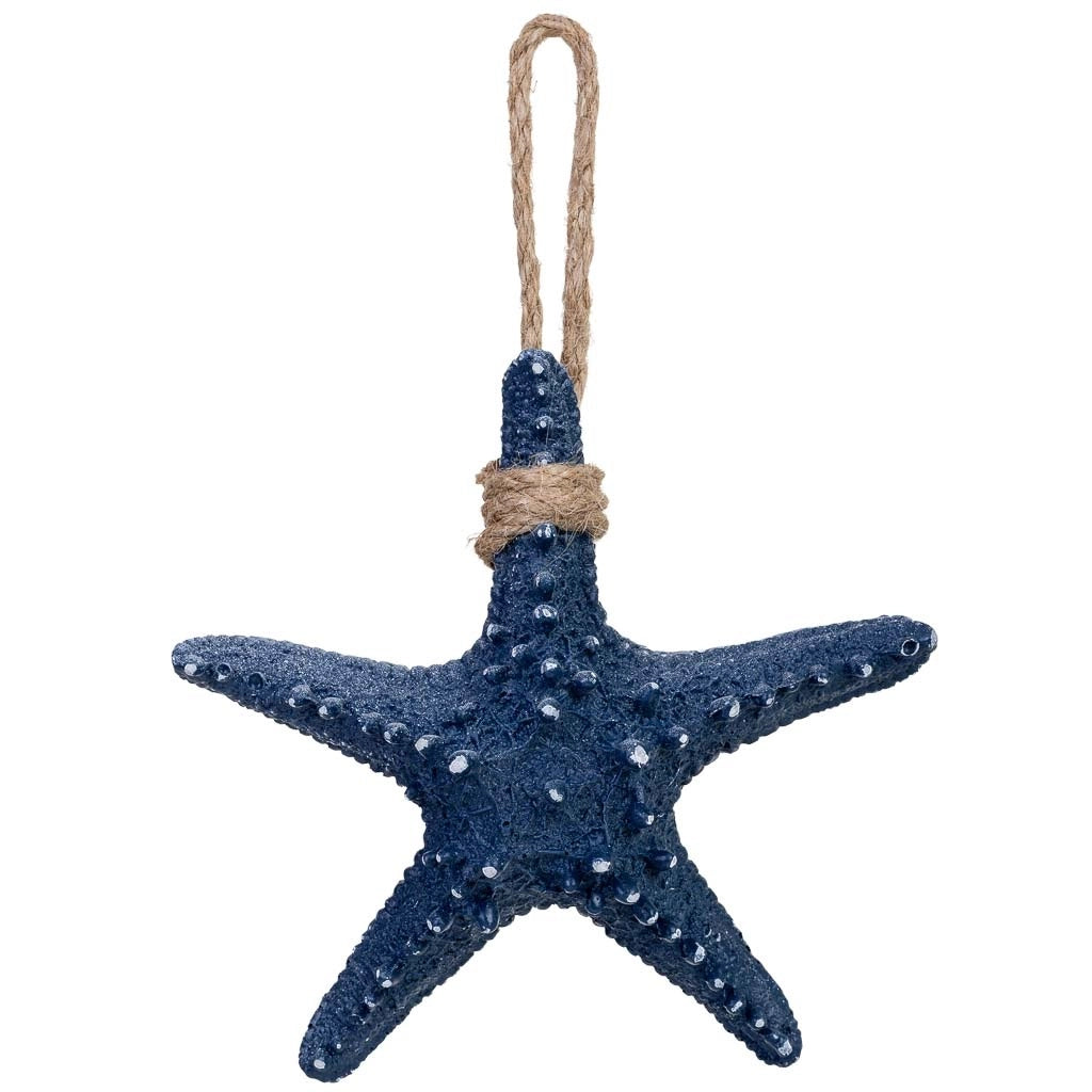 Decorazione a forma di stella da appendere in resina blu 17x6,5x25h cm