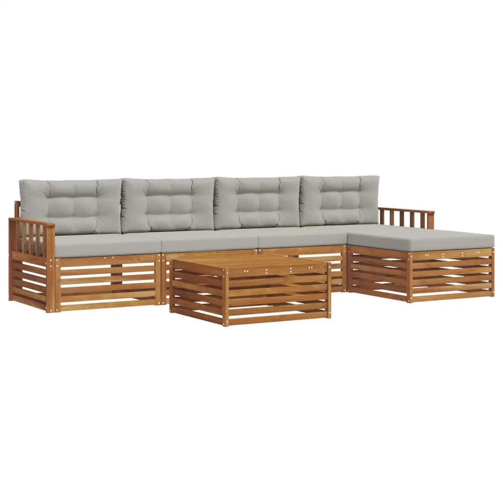 Set di divani da esterno 6 pcs Grigio Naturale e Chiaro 3373331
