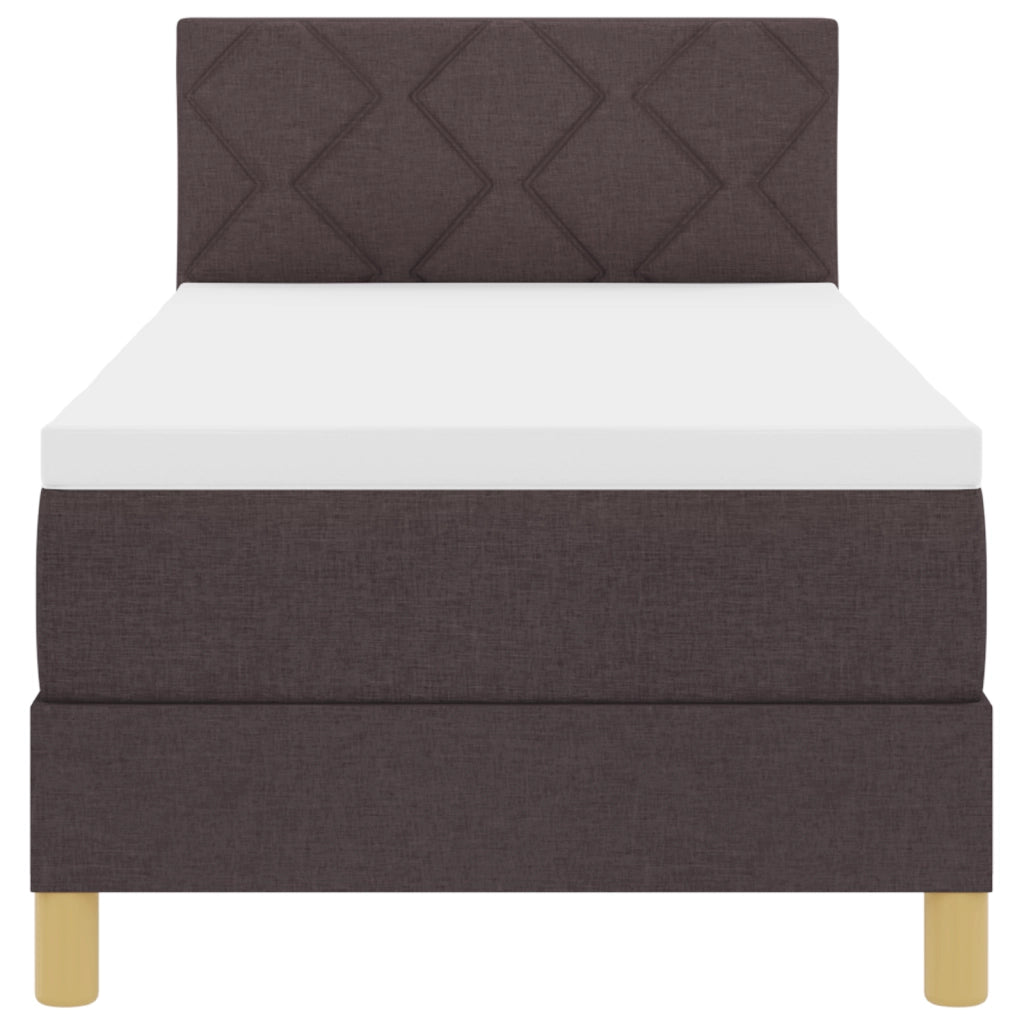 Letto con Box Spring e Materasso & LED Marrone Scuro 80x200 cm Tessuto