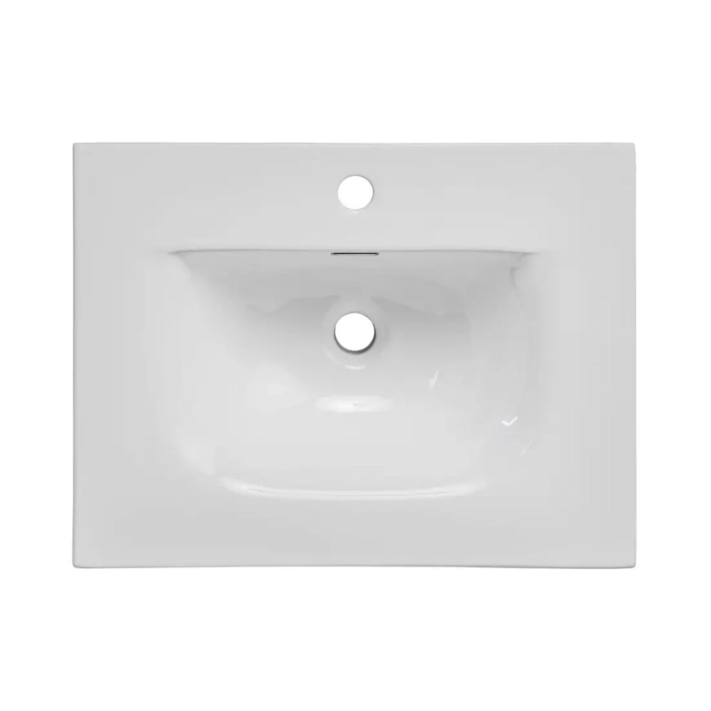 Set da bagno NATURA 60cm: mobile sottolavabo in legno chiaro con scanalature verticali + lavabo incassato