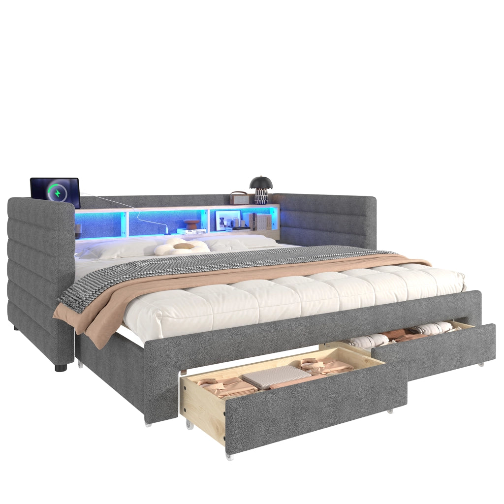 Tagesbett multifunzione velluto grigio 90x190 cm