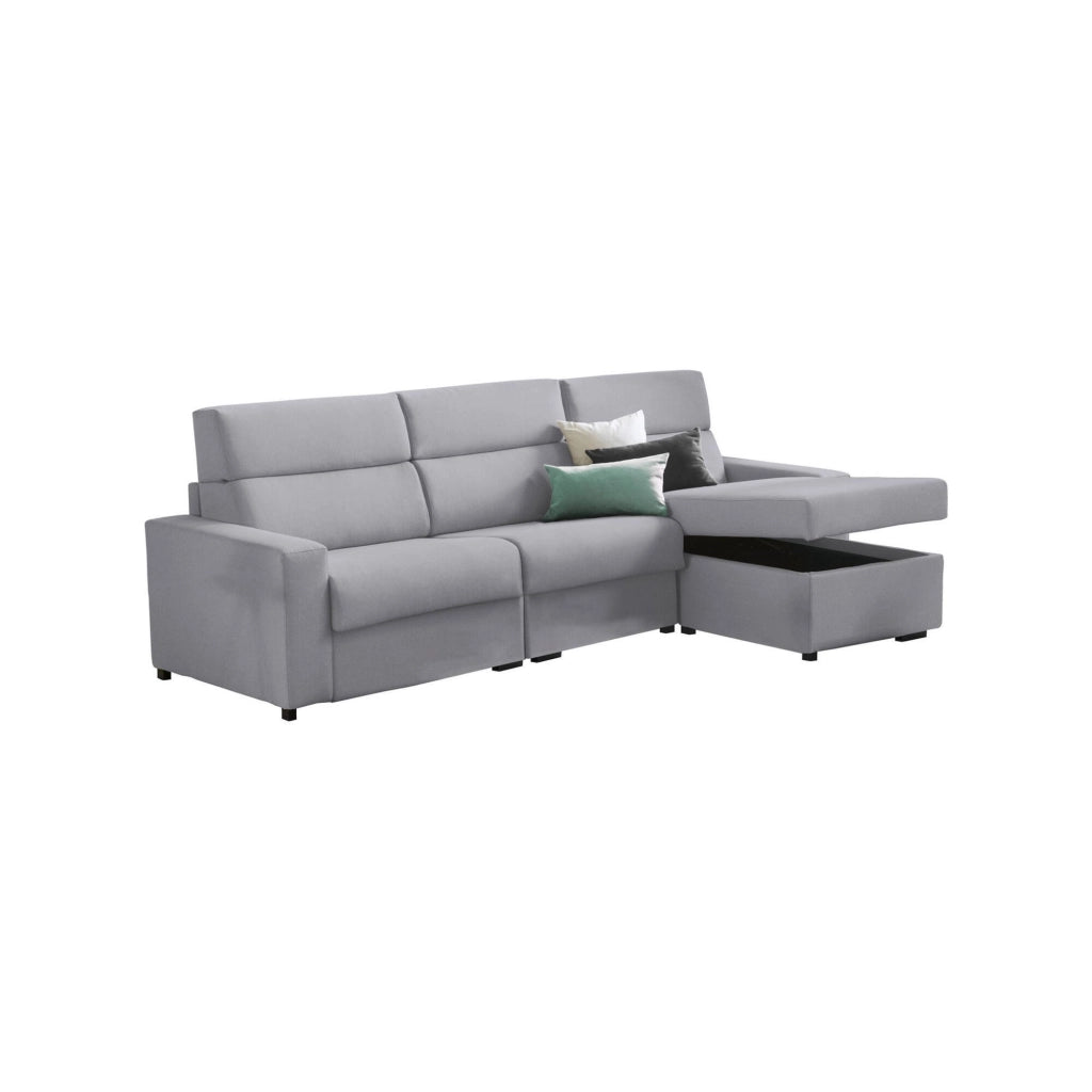 Celleno, Divano Letto con Penisola Sfoderabile Made in Italy, 280x160 cm Grigio