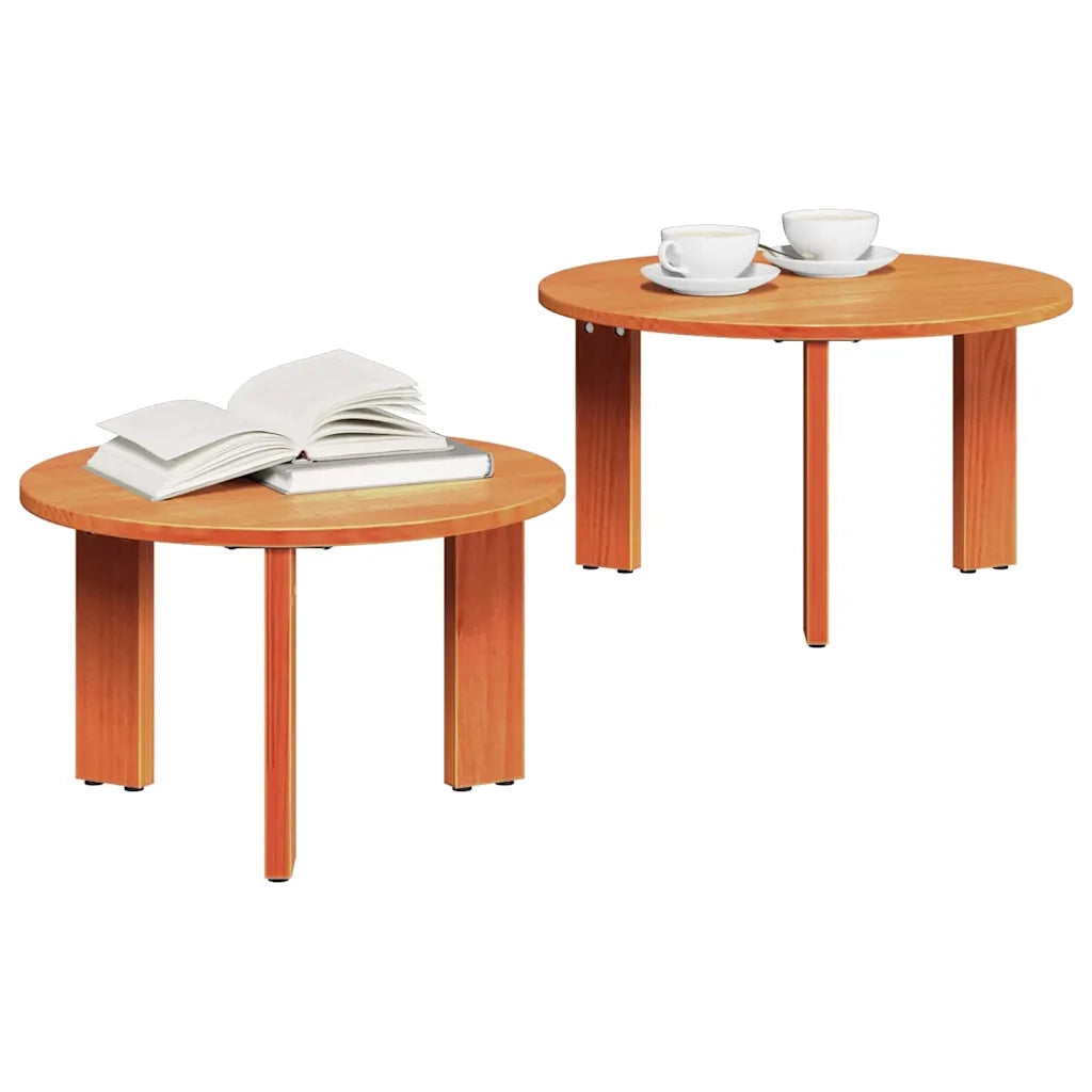vidaXL Tavolino da salotto 2 pcs Cera marrone 47.5 x 47.5 x 27 cm