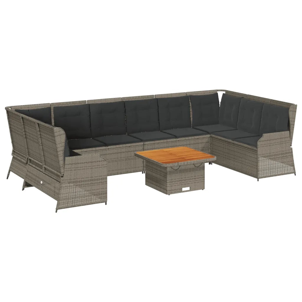 Set Divani da Giardino 7 pz con Cuscini in Polyrattan Grigio 3262380