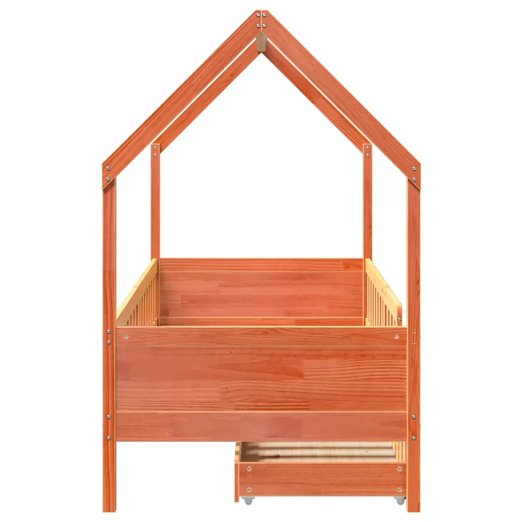 Giroletto per Bambini con Cassetti 90x190cm Legno Massello Pino