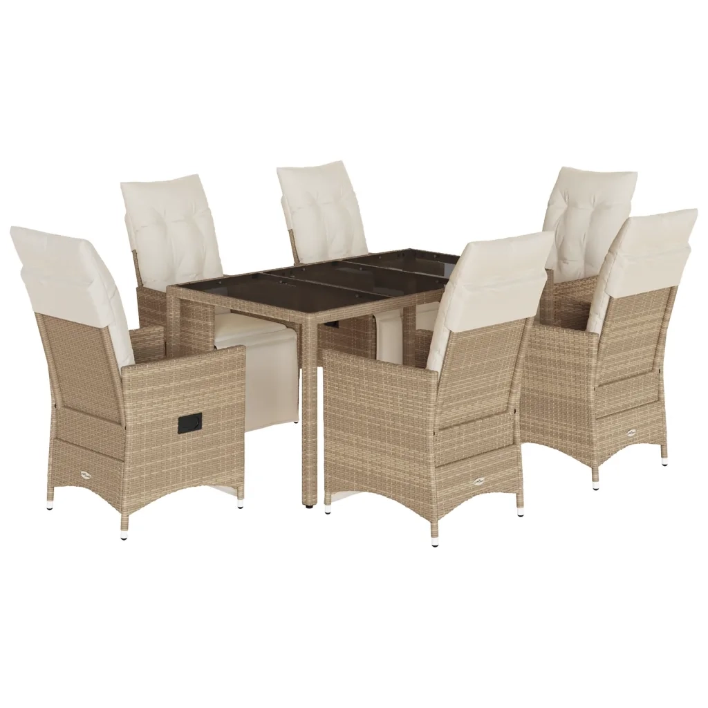 Set da Bistrò da Giardino 7 pz con Cuscini Beige in Polyrattan 3276940