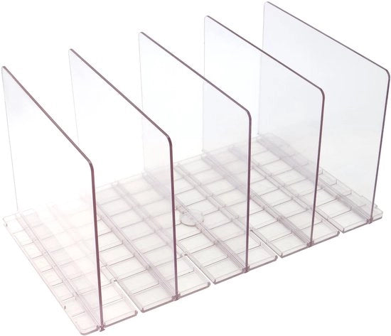 Divisori di cassetti in plastica trasparente - Opzioni di apertura adattabili - Opzioni di contenimento per borse in acrilico - Adatti per separare cassetti di armadio - Adatti per armadi da camera