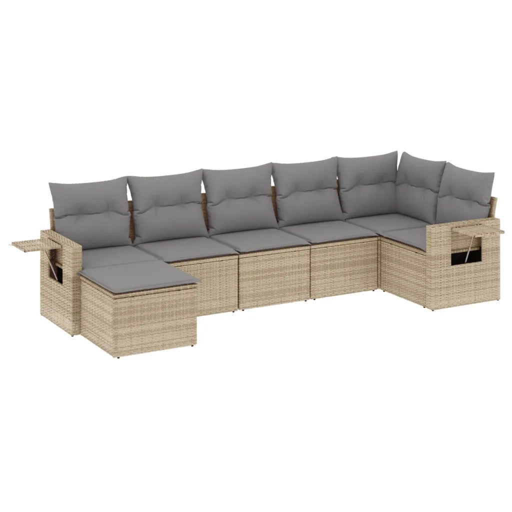 Set Divani da Giardino 7 pz con Cuscini Beige in Polyrattancod mxl 113272