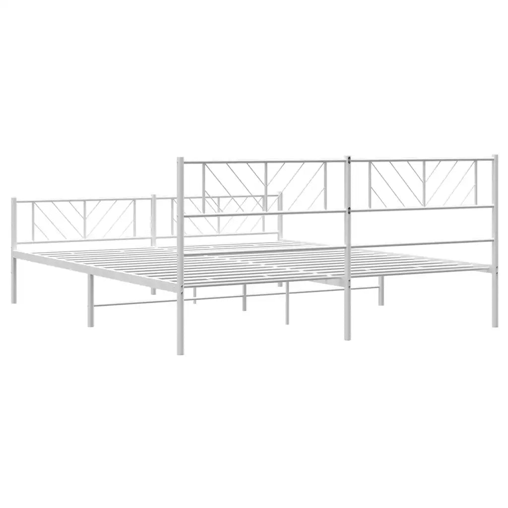 Giroletto con Testiera e Pediera Metallo Bianco 193x203 cm 372252