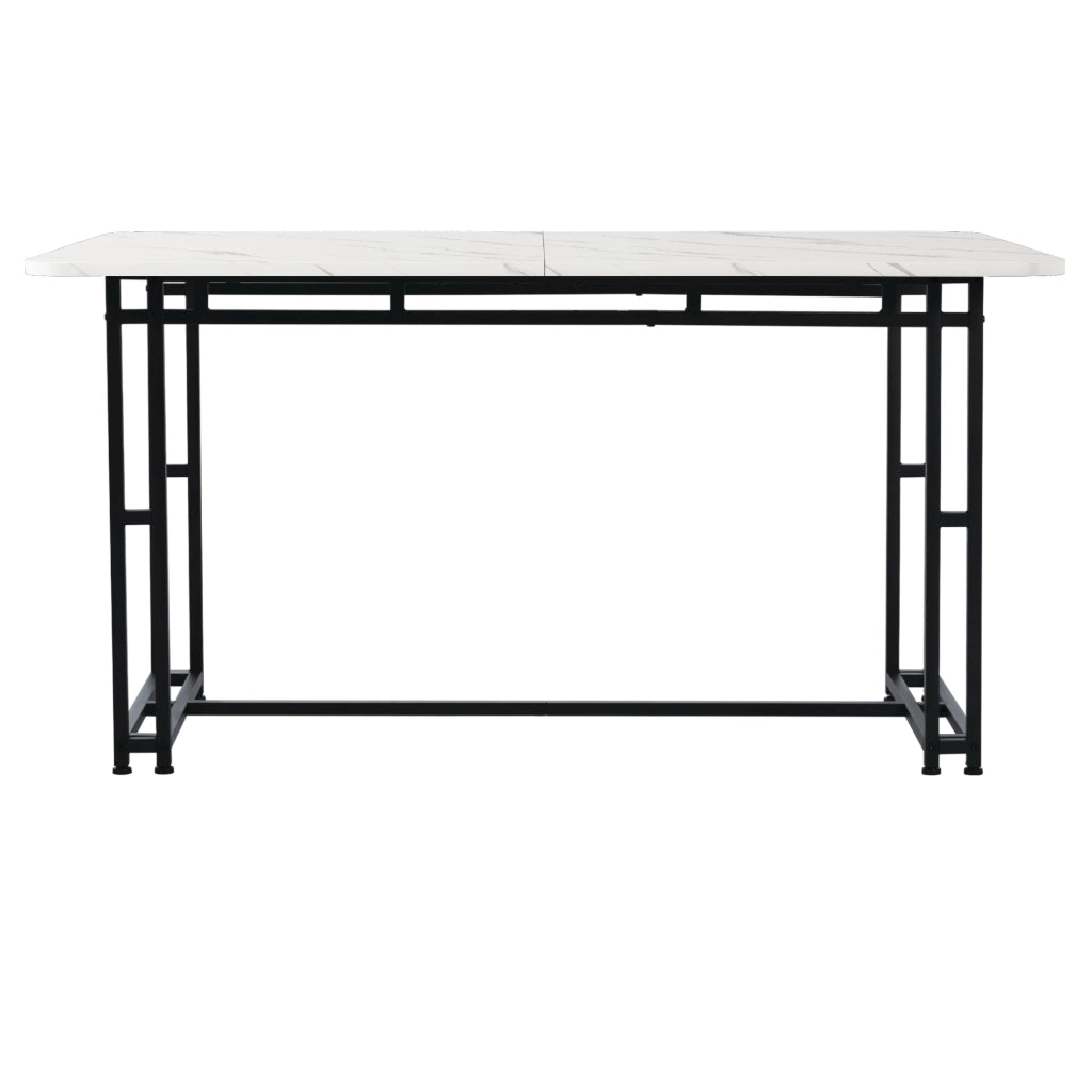 Tavolo da pranzo moderno 120 cm con gambe in metallo nero, piano in MDF, bianco/nero