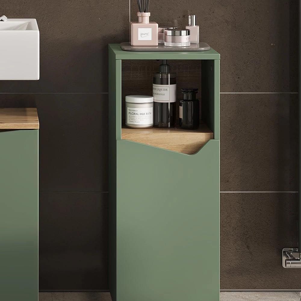 "Marelle, Verde/Artigianale, 30 x 74.5 cm con porta e vano aperto