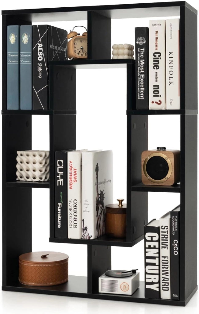 Scaffale per libreria, divisorio in legno, con 7 scomparti, 60 x 20 x 90 cm, per soggiorno, studio e camera da letto (bianco)