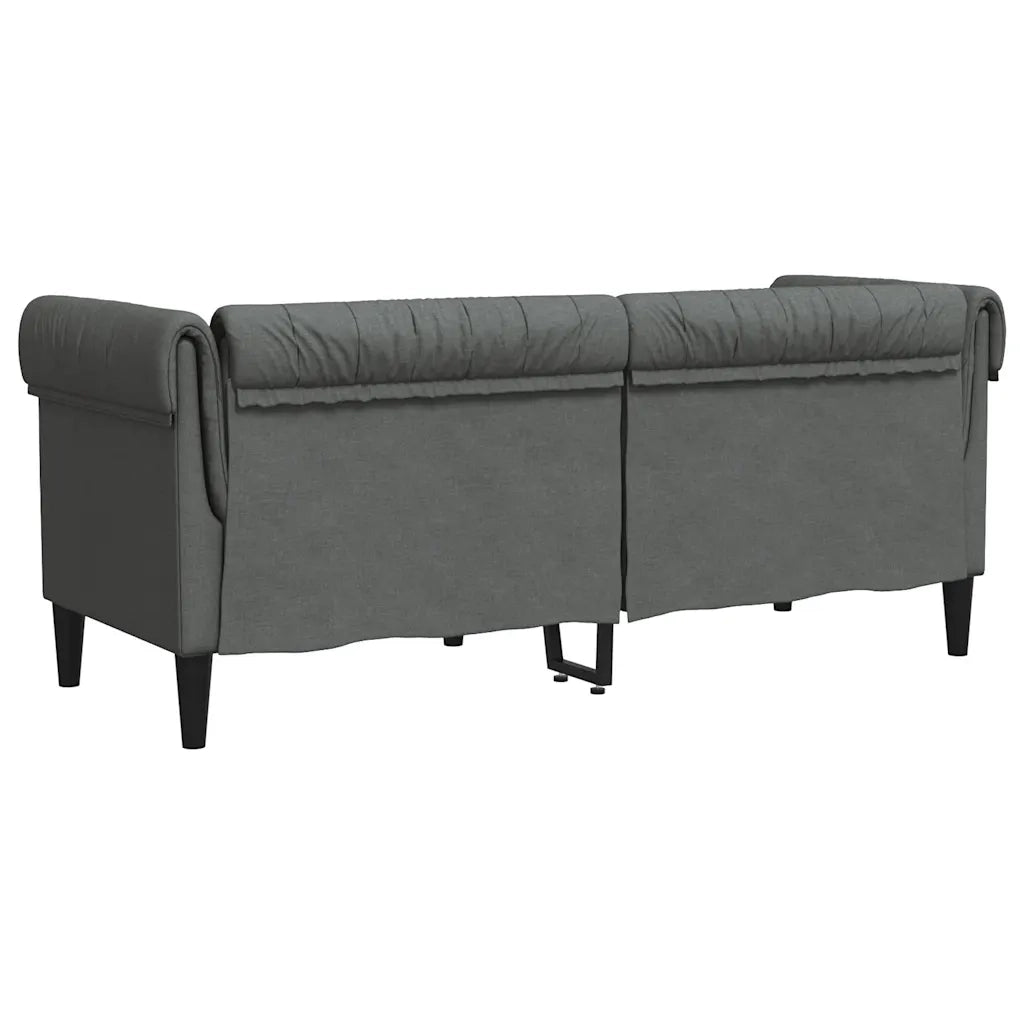 Divano Chesterfield a 2 Posti-Sofa 2 Posti-Divanetto Grigio Scuro in Tessuto