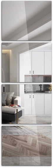 Specchio da parete set 4 pezzi – vetro senza cornice – decorativo per soggiorno, bagno, camera da letto