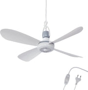 Ventilatore da soffitto - 5 Metri cavo - 40cm Ø - Plastica - Camera da letto - Salotto - Ventilatore da soffitto - 5W - Ripiegabile - Silenzioso 25 dB - Bianco