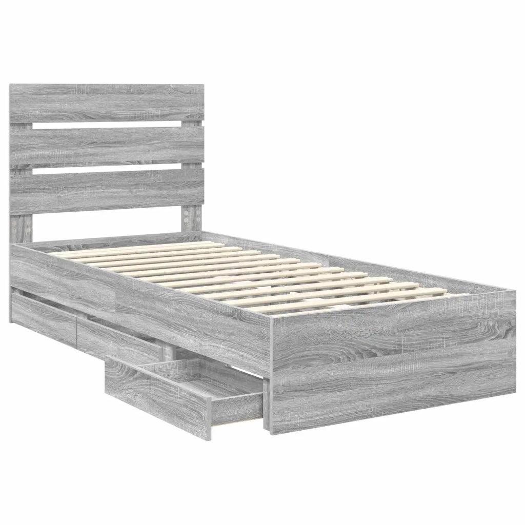 Struttura del letto con cassetto Grigio Sonoma 75 x 190 cm