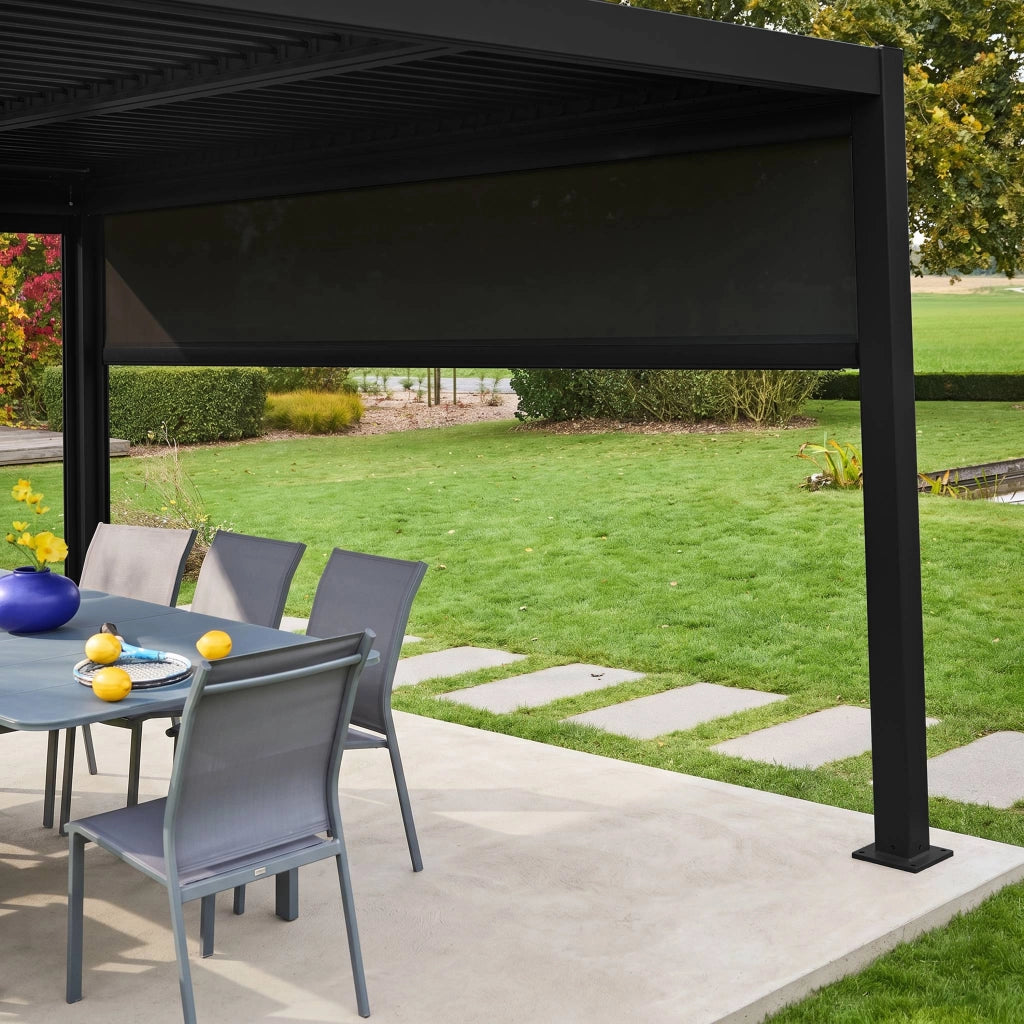 tenda laterale avvolgibile alluminio e textilene per pergola, 4m,
