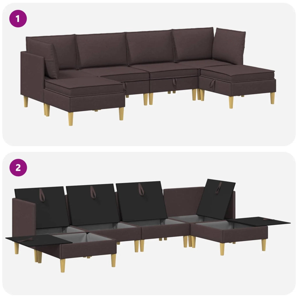 Set di mobili per il soggiorno 6 pcs Marrone Scuro Tessuto 3413697