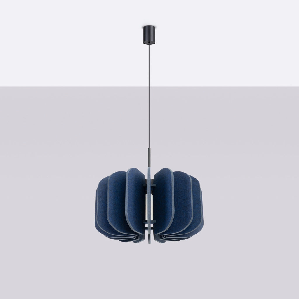 Lampada a sospensione BARDEO in feltro blu Ø45 E27 15W Pure Lume