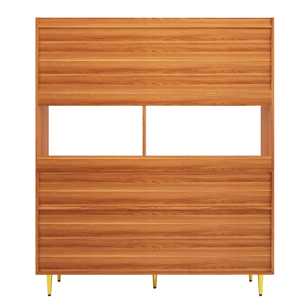 MADIA ALTA 145x39x171 cm MDF Noce con porta in vetro Chagong