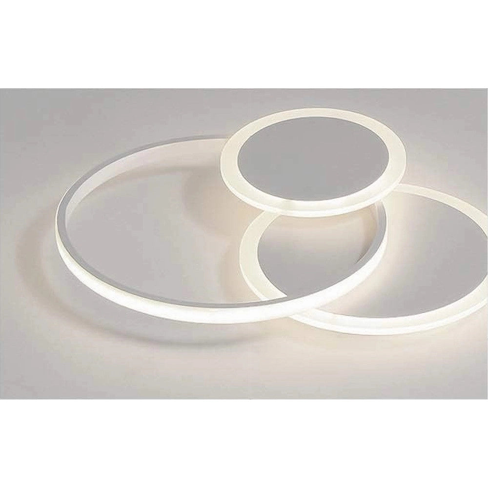 Trade Shop - Plafoniera Luce Naturale Led Cerchi 38w Lampadario Soffitto Bianco Moderno 50019 -