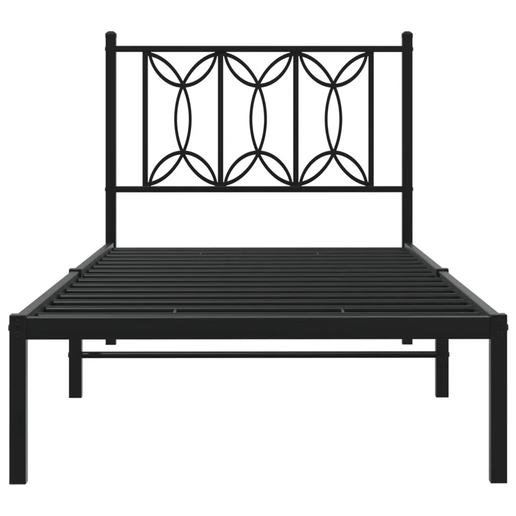 Giroletto con Testiera in Metallo Nero 90x200 cm 376121