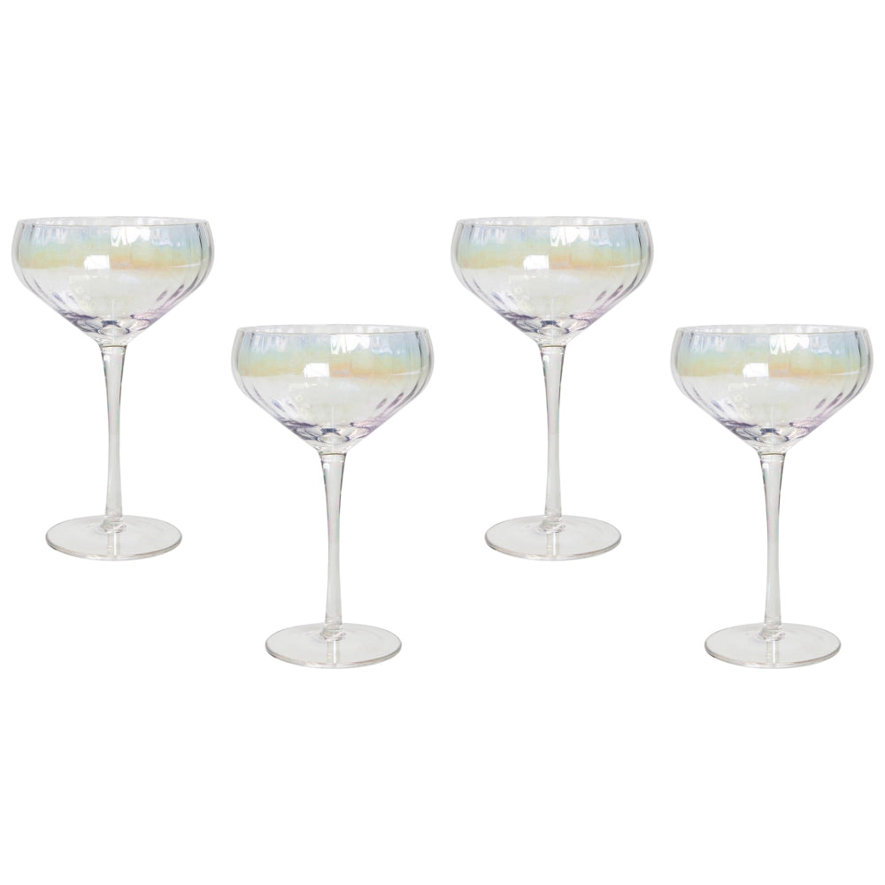 Set di 4 calici da champagne Pompadour soffiati a mano con finitura iridescente 30 cl brindisi festeggiamenti