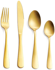 Set di forchette in acciaio inossidabile - 24 pezzi - finitura opaca dorata - per 6 persone