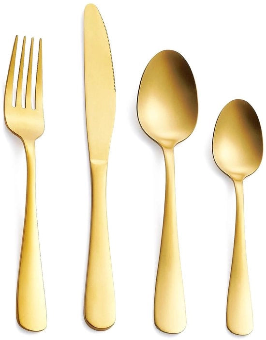 Set di forchette in acciaio inossidabile - 24 pezzi - finitura opaca dorata - per 6 persone