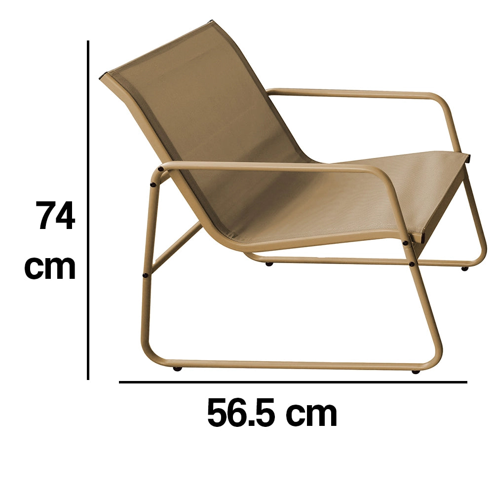 Salotto da Giardino con 2 Sedie Divano e Tavolino Acciaio Resistente Esterno Beige
