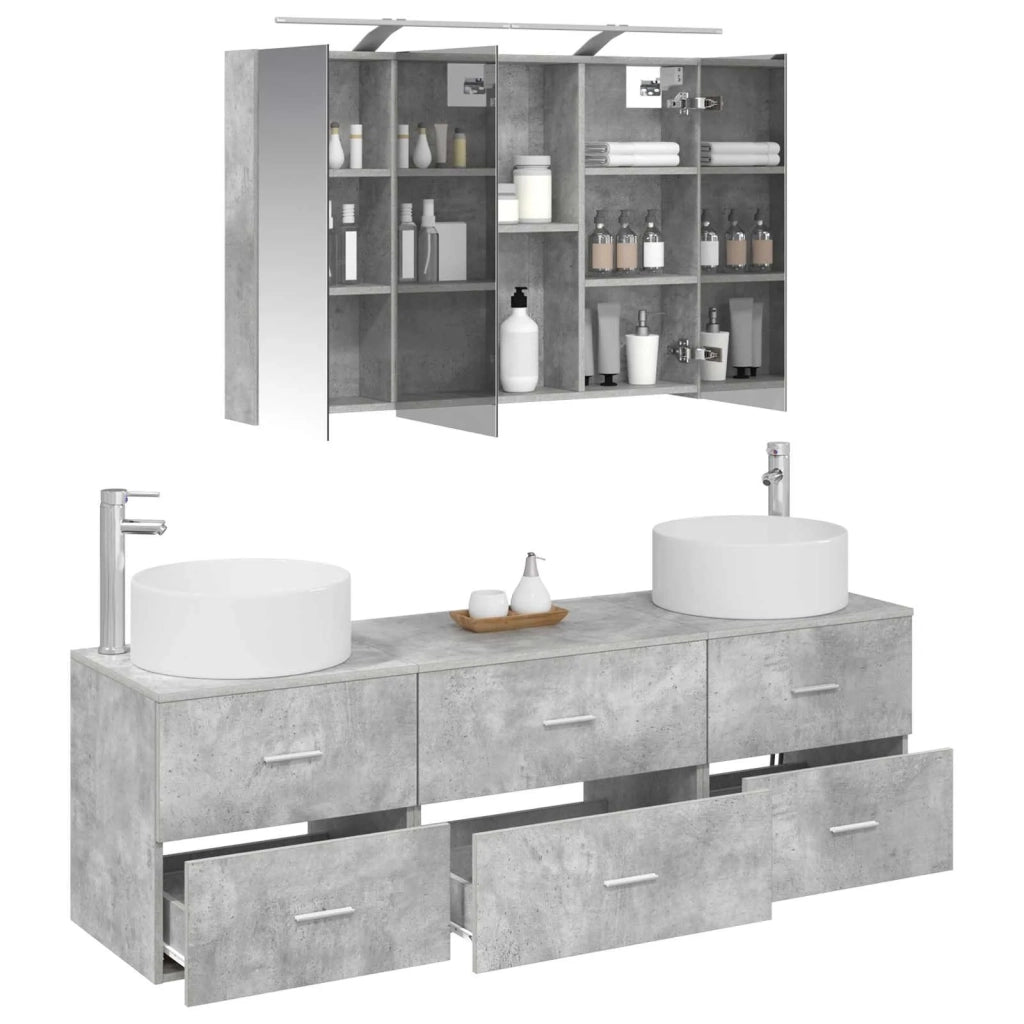Set di mobili per il bagno 4 pcs Grigio Cemento 3407058