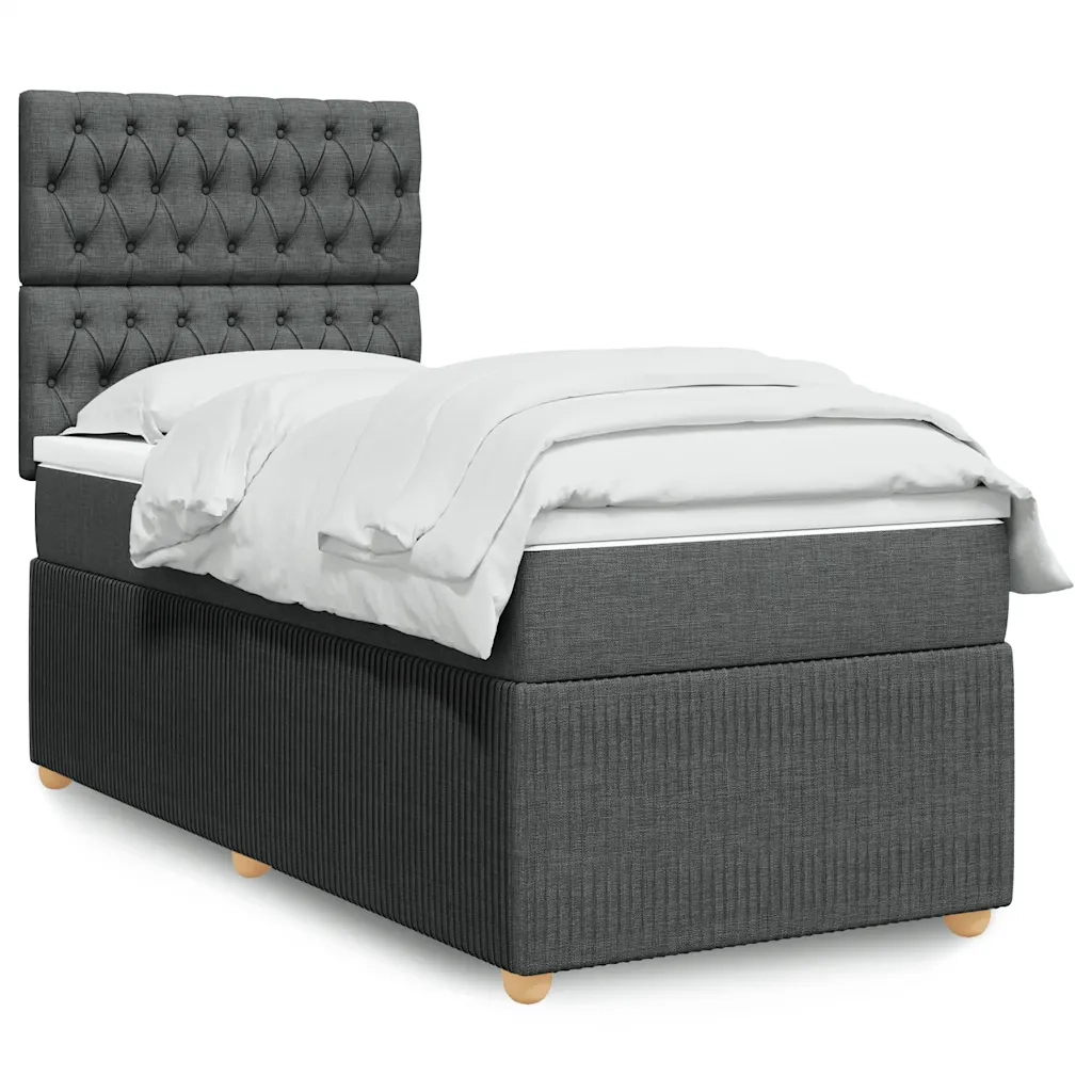 Giroletto a Molle con Materasso Grigio Scuro 90x200 cm Tessuto 3291947