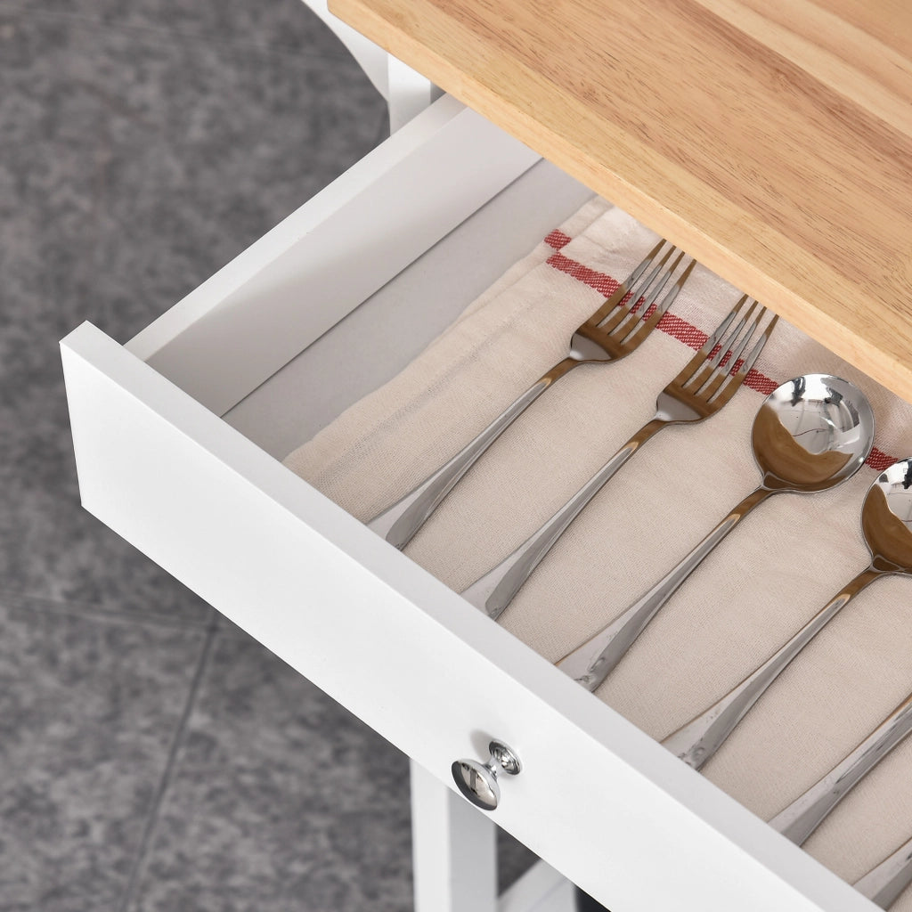 Carrello da Cucina con Cassetto e Armadietto ¨C zephmum ¨C Bianco 66x39.5x86.5cm