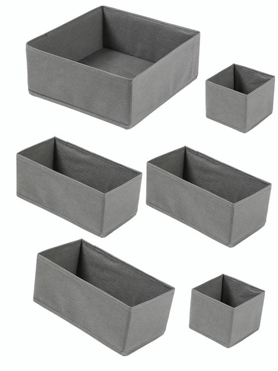 Organizzatore di abbigliamento, 6 pezzi, grigio, scatole multifunzionali per la casa e l'ufficio