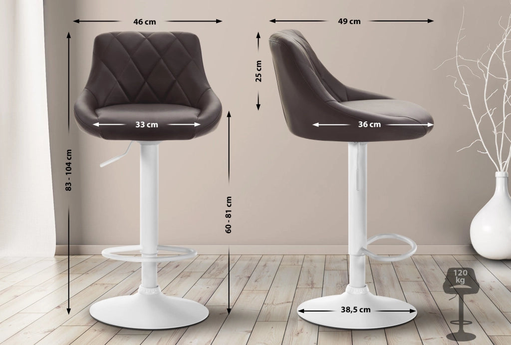 Sgabello Lazio in similpelle marrone,bianco