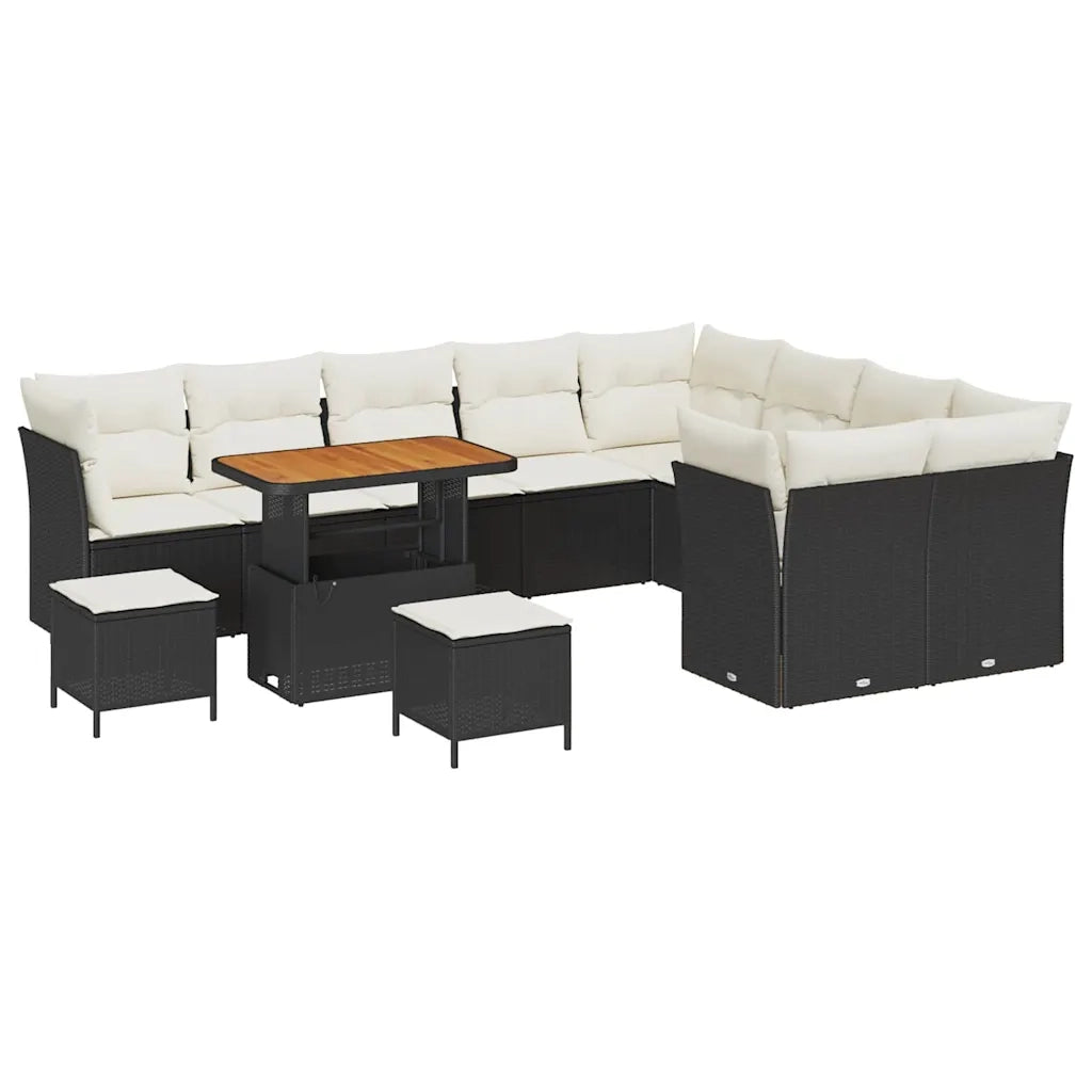 Set Divano da Giardino 12 pcs Nero polyrattan 3361525