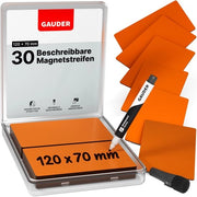 Etichette magnetiche descrittrici - Tavoli magnetici riutilizzabili per lavagne bianche, lavagne scolastiche, lavagne Kanban e frigoriferi - Carte magnetiche con pennarelli (30 pezzi - 120 x 70 mm)