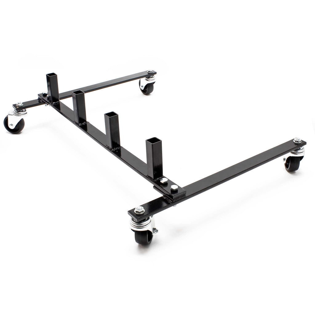 Set con supporto per 4x carrelli sposta auto e 4x carrelli di ausilio alla manovra con cric idraulico per max 680kg l'uno e gomme fino a 30cm