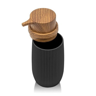 Dispenser per sapone liquido Nero dettagli effetto legno Blob