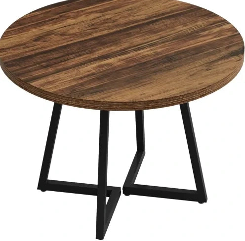 Tavolo da pranzo ULEVR 80 cm in MDF e metallo, finitura marrone rustico e struttura nera