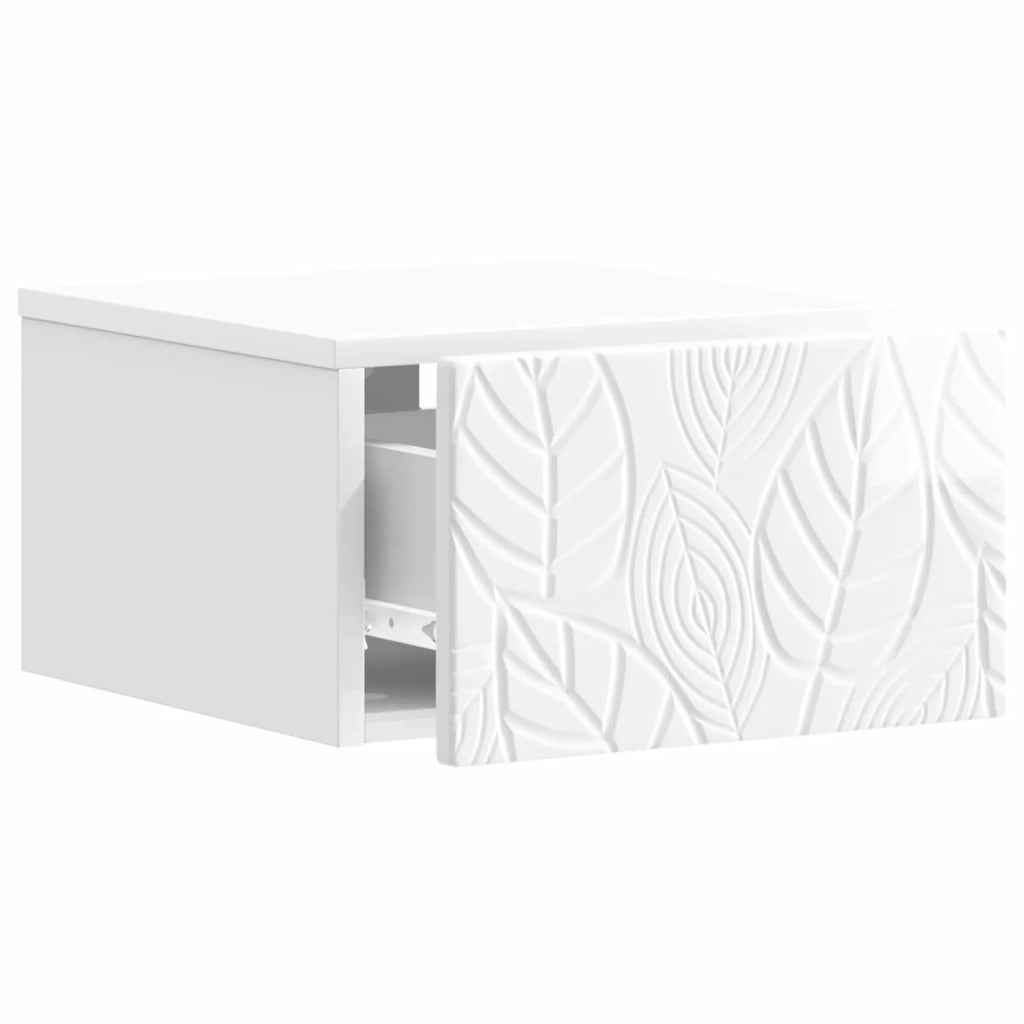Tavolino da Parete Laterale Bianco Lucido 34,5 x 33 x 20 cm 898773