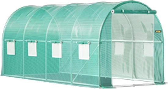 Tunnel di accesso a piedi - Struttura in acciaio galvanizzato - Copertura impermeabile - Casette per piante - Dimensioni 450/215/215 cm - Verde - Orto - Tunnel per piante - Serra per piante