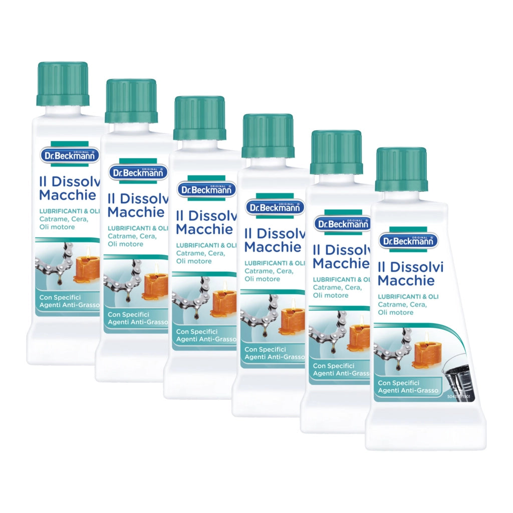 Dr. Beckmann Il Dissolvi Macchie Lubrificanti & Oli, specifico per macchie di oli, lubrificanti, catrame e cera, 6x50ml