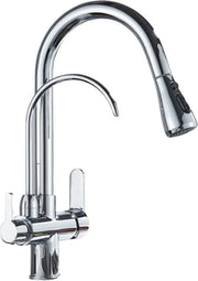 Raccordo Acquasciutto da Cucina - Con Sparatore Estensibile - Acqua Filtrata - 360 Gradi Rotante Valvola Acquasciutta - Caldo e Freddo - Valvola Mistura