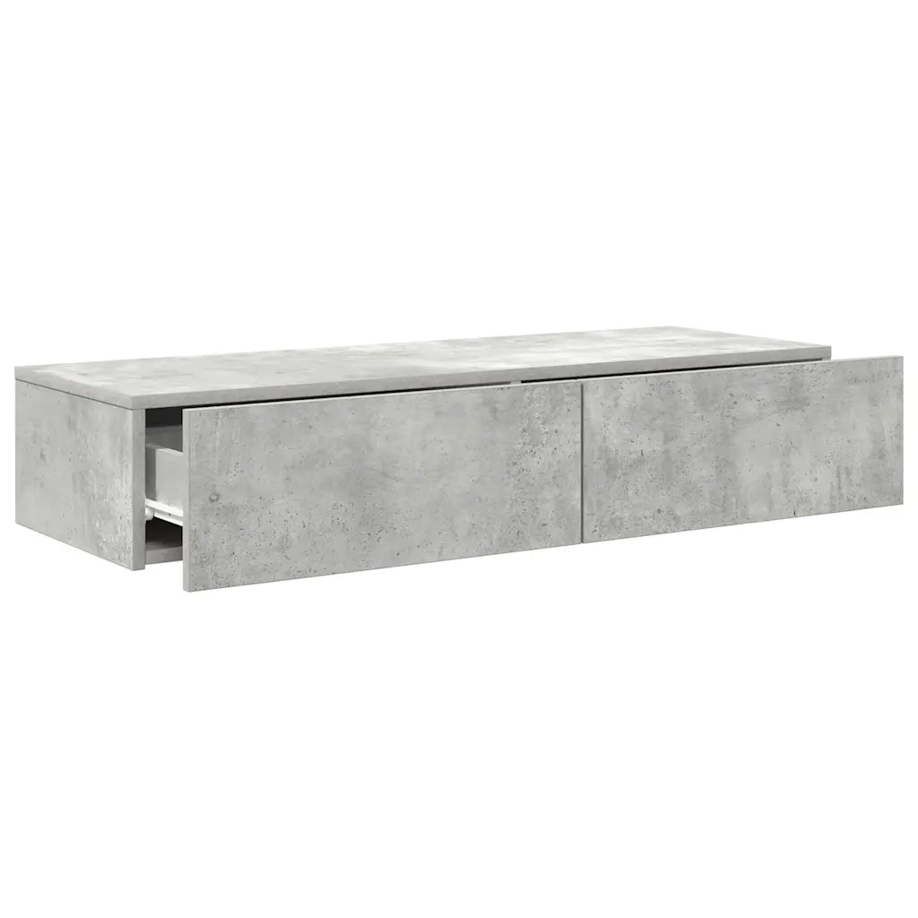 Scaffale a Parete con Cassetti Grigio 100x36x19cm in Truciolato