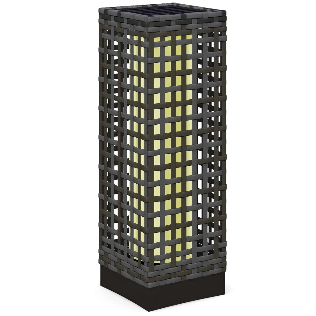 Lampada Solare da Giardino ¨C Xylo ¨C Effetto Rattan Grigio 15,5x15,5x46cm Acciaio