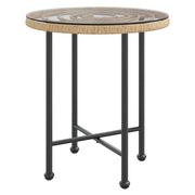 Tavolino da Giardino | Tavolo da Pranzo ?50 cm Vetro Temperato e Acciaio