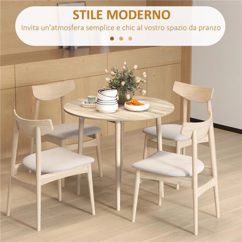 TAVOLO PIEGHEVOLE MODERNO A RIBALTA PER CUCINA E SOGGIORNO, IN TRUCIOLATO, Ø89X73.5 CM