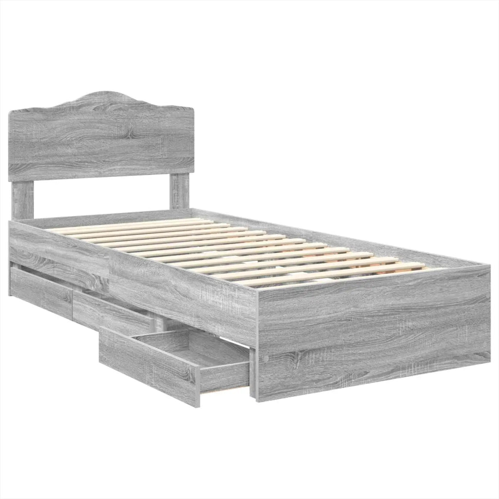 Struttura del letto con cassetto Grigio Sonoma 100 x 200 cm