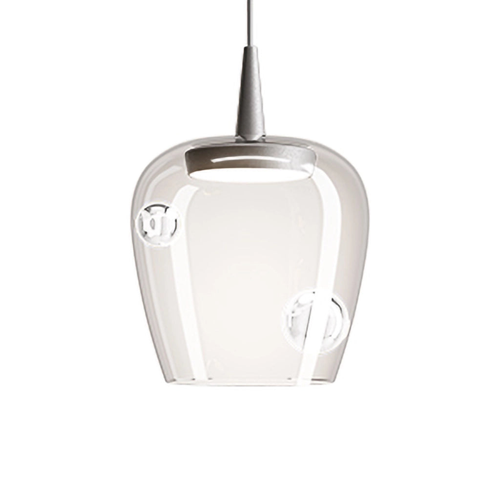 Zafferano Lampada a sospensione Bilia 18 LED 8W 3000K in Vetro Borosilicato Soffiato e Alluminio, Design Elegante per Interni, Finitura Trasparente